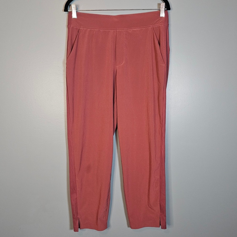 Athleta Brooklyn Ankle Pant Berry Rose Pink Size 8P Knit Panels Slim Leg Joggers